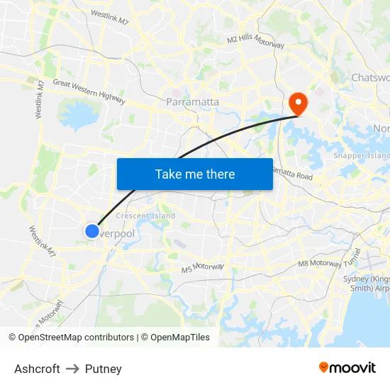 Ashcroft to Putney map