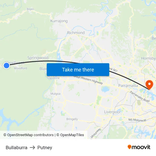 Bullaburra to Putney map