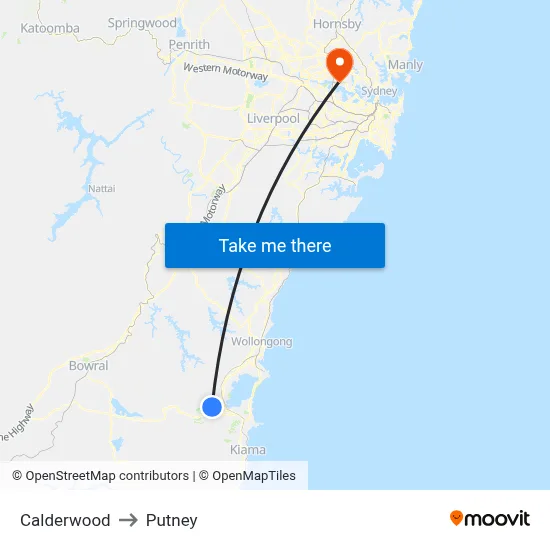 Calderwood to Putney map