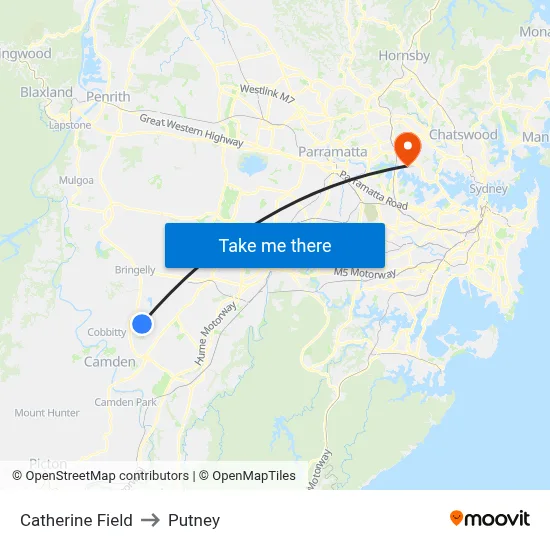 Catherine Field to Putney map