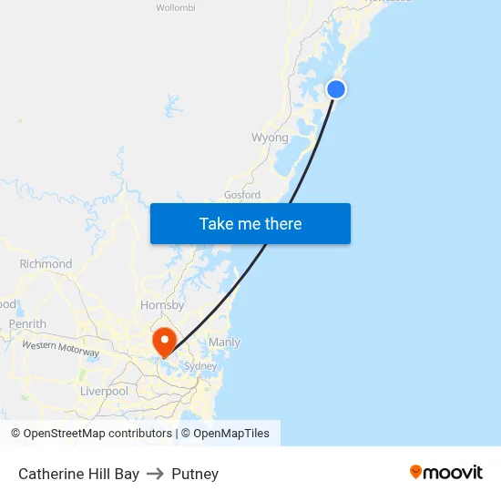 Catherine Hill Bay to Putney map