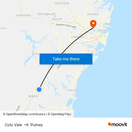 Colo Vale to Putney map