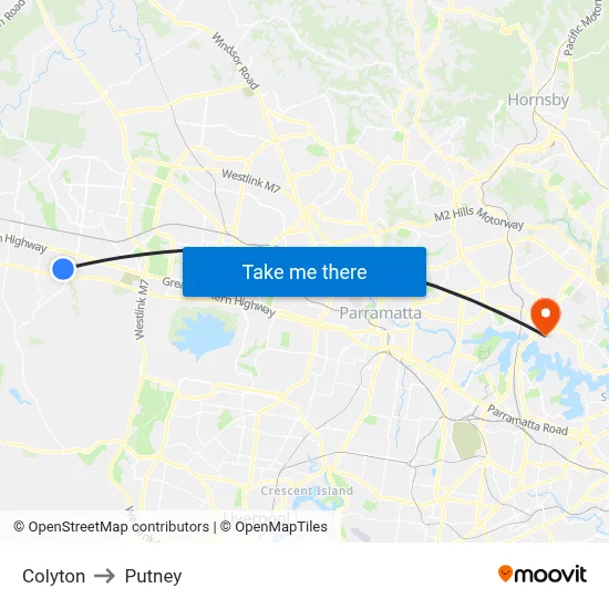 Colyton to Putney map