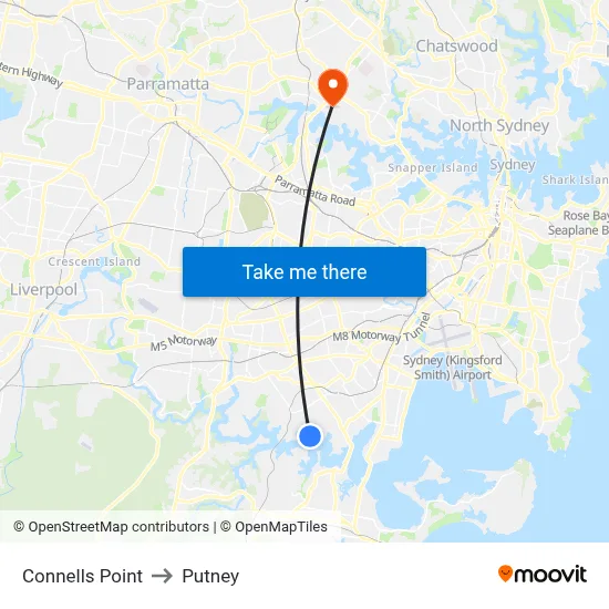 Connells Point to Putney map