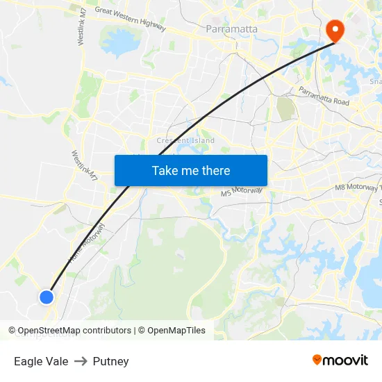 Eagle Vale to Putney map