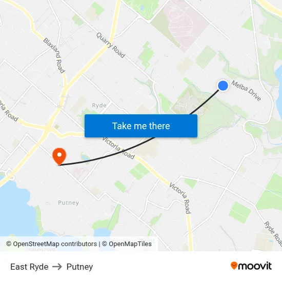East Ryde to Putney map