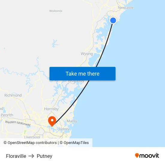 Floraville to Putney map