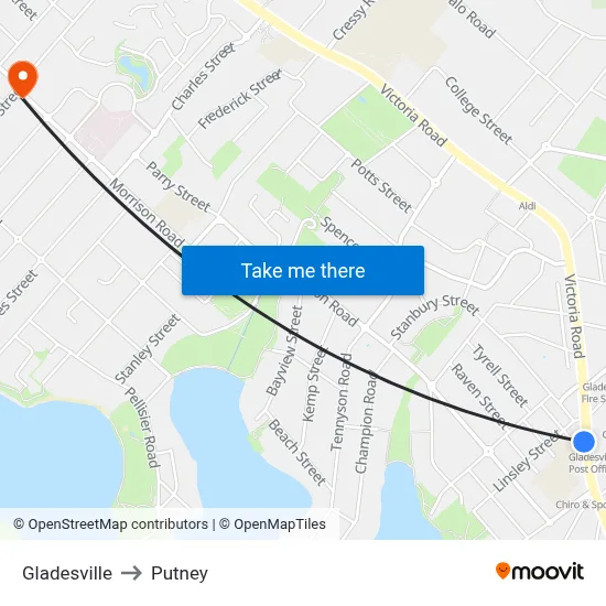 Gladesville to Putney map