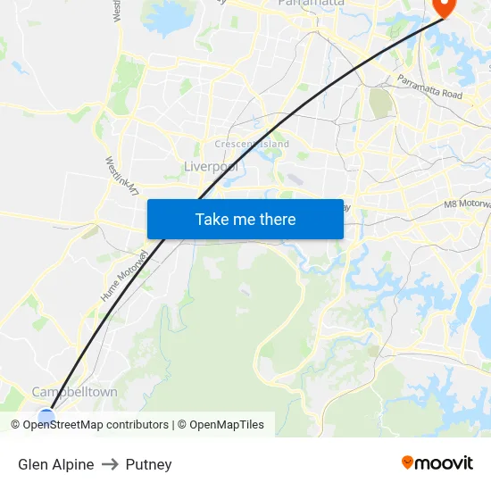 Glen Alpine to Putney map