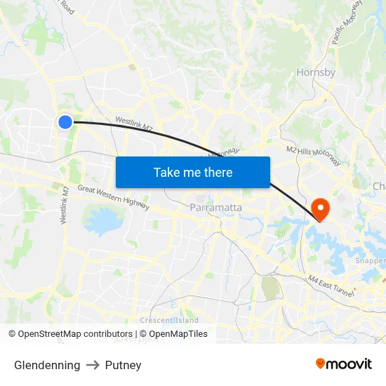 Glendenning to Putney map