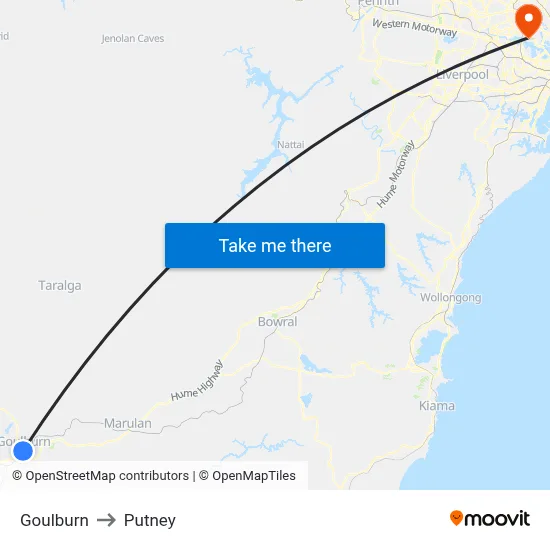 Goulburn to Putney map