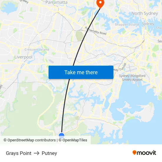 Grays Point to Putney map