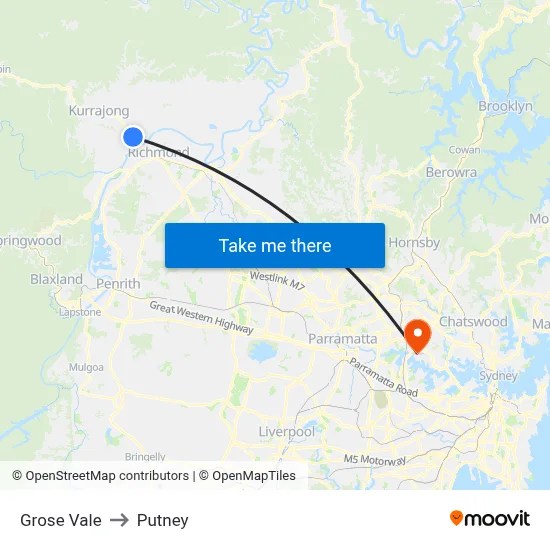 Grose Vale to Putney map