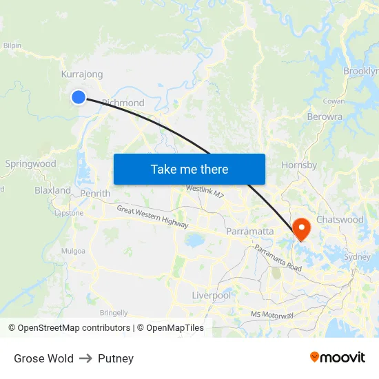 Grose Wold to Putney map