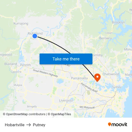 Hobartville to Putney map