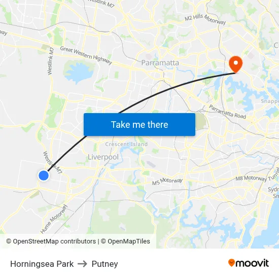 Horningsea Park to Putney map