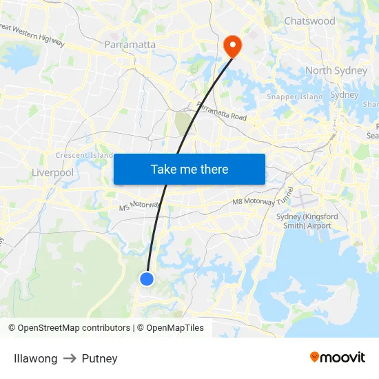 Illawong to Putney map