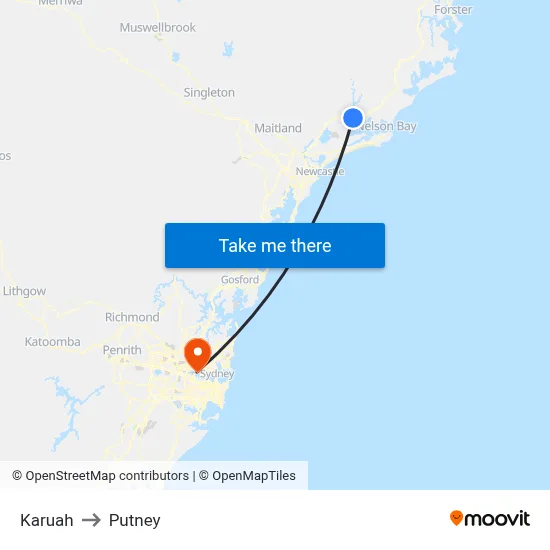 Karuah to Putney map