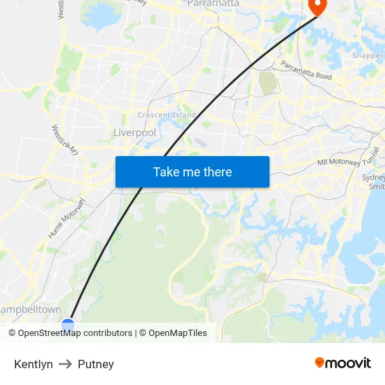 Kentlyn to Putney map