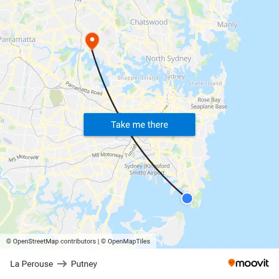 La Perouse to Putney map