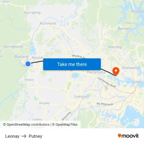 Leonay to Putney map