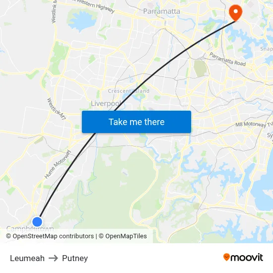 Leumeah to Putney map