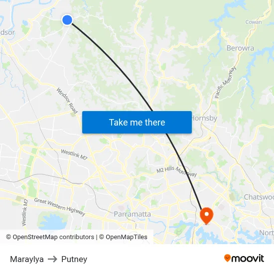 Maraylya to Putney map