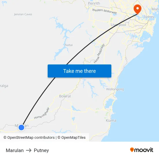 Marulan to Putney map