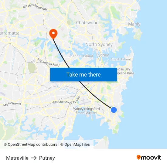 Matraville to Putney map