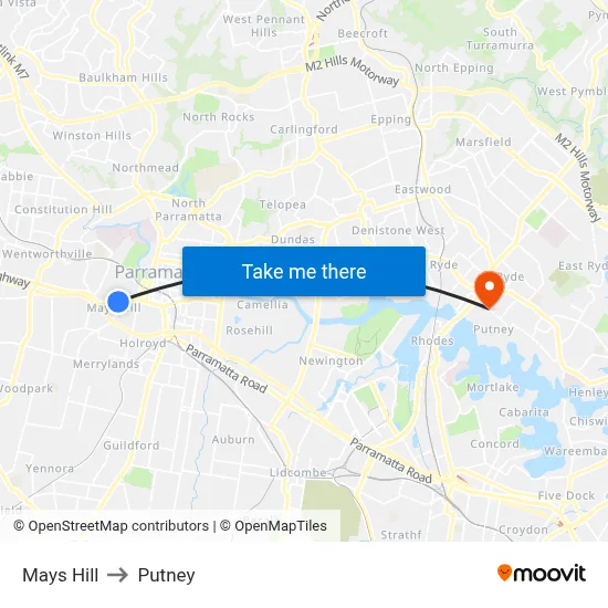 Mays Hill to Putney map