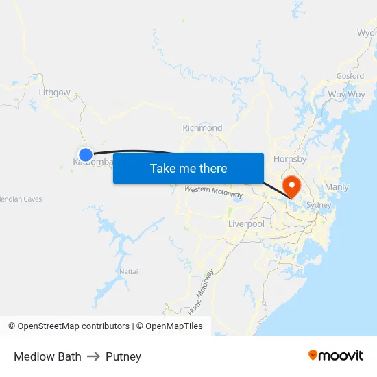 Medlow Bath to Putney map