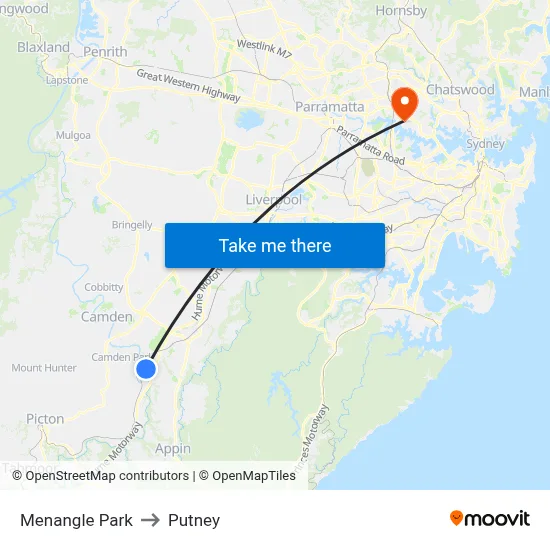 Menangle Park to Putney map