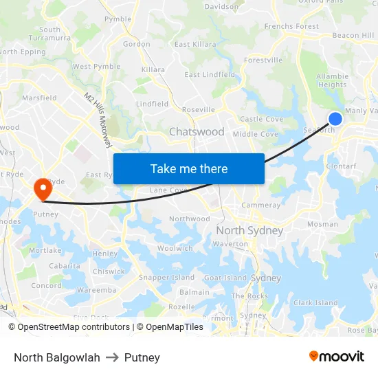 North Balgowlah to Putney map