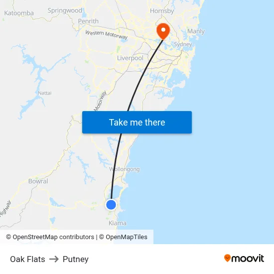 Oak Flats to Putney map