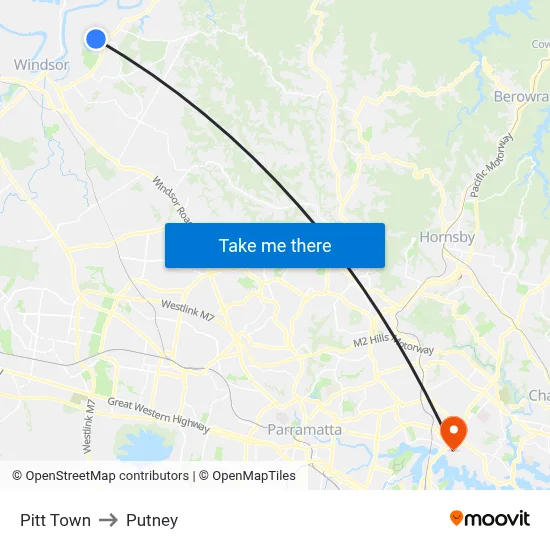 Pitt Town to Putney map