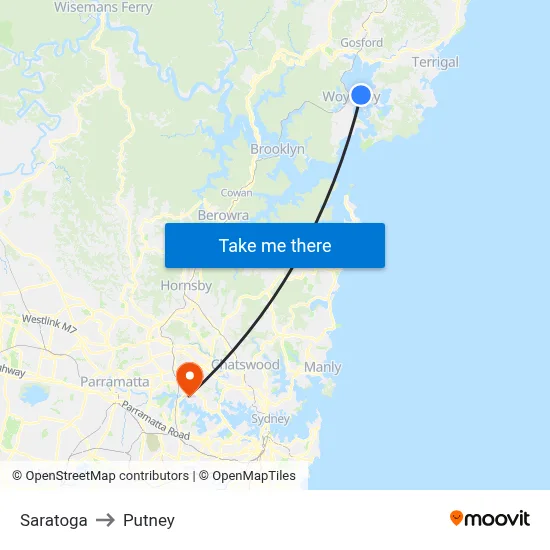 Saratoga to Putney map