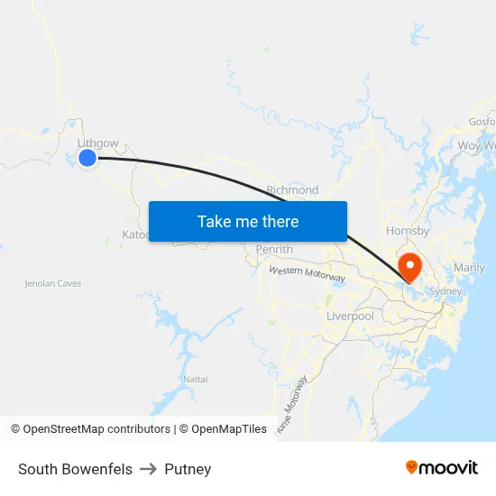 South Bowenfels to Putney map