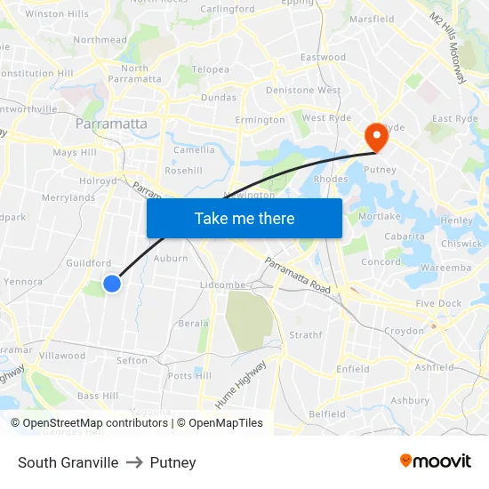 South Granville to Putney map