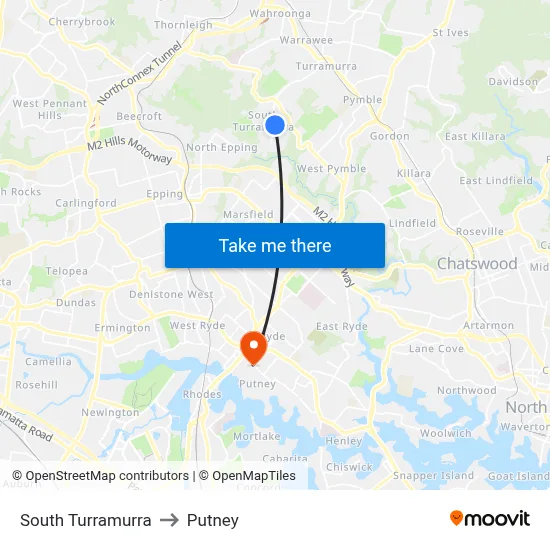 South Turramurra to Putney map