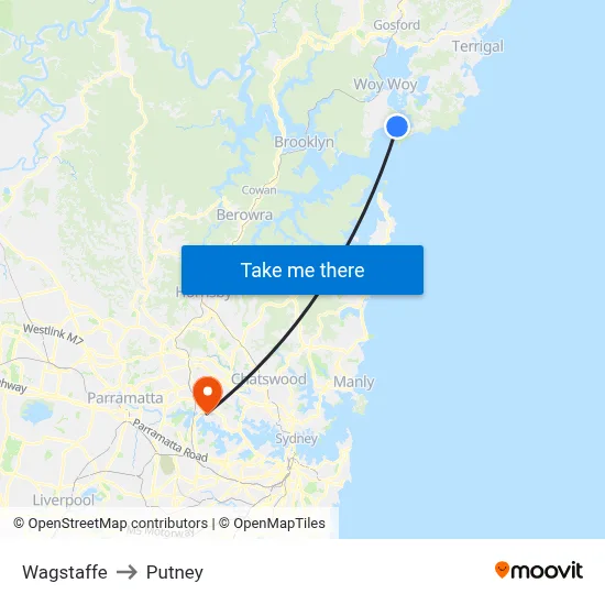 Wagstaffe to Putney map