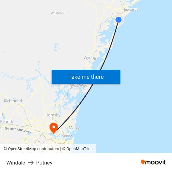 Windale to Putney map