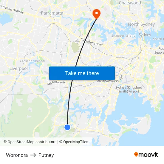 Woronora to Putney map