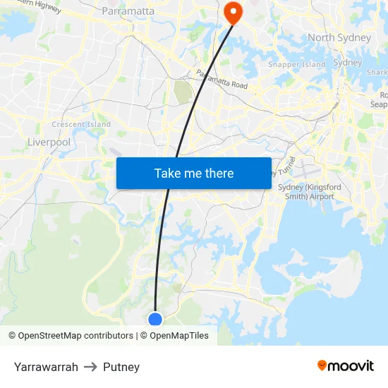 Yarrawarrah to Putney map