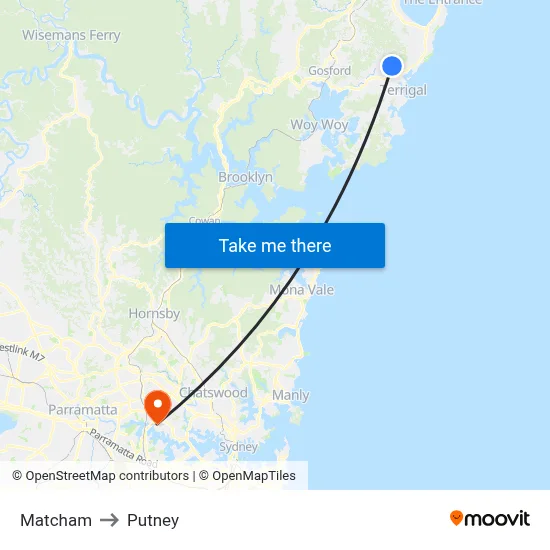 Matcham to Putney map