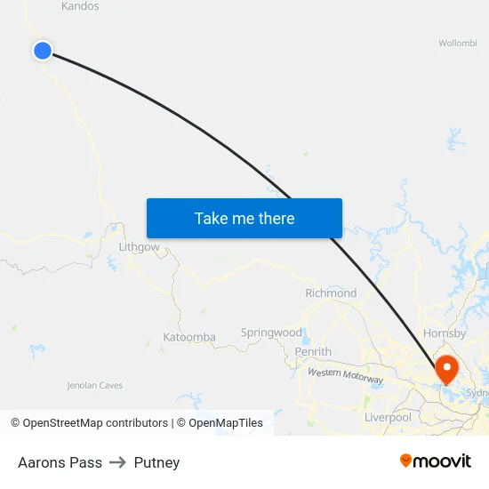 Aarons Pass to Putney map