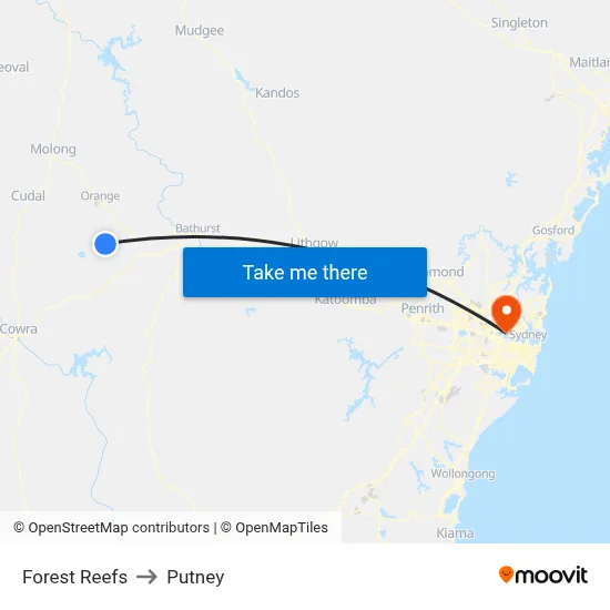 Forest Reefs to Putney map