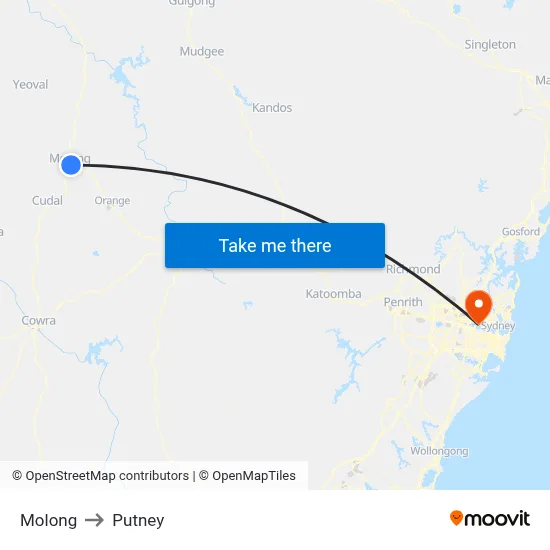 Molong to Putney map