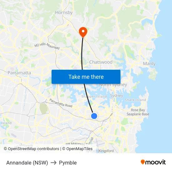 Annandale (NSW) to Pymble map