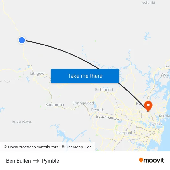 Ben Bullen to Pymble map