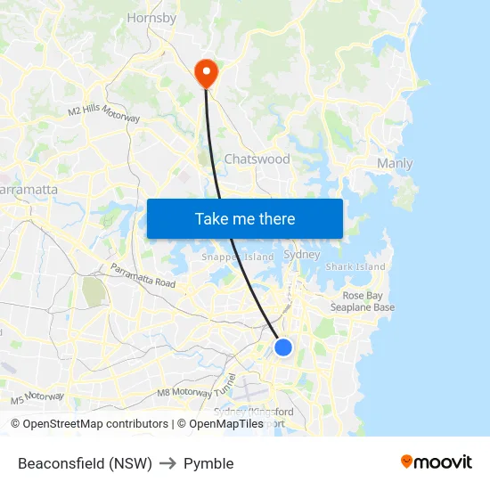 Beaconsfield (NSW) to Pymble map